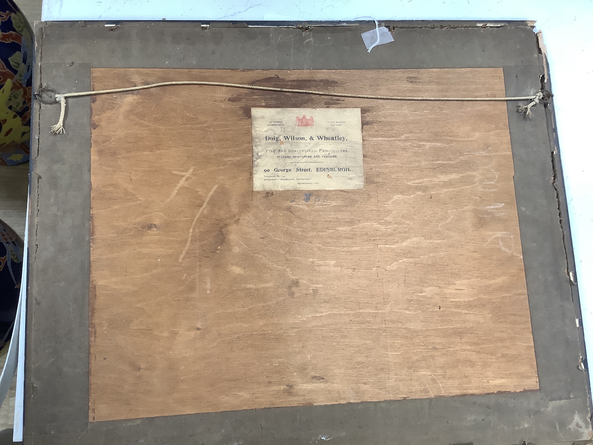 A Chinese painting on silk of three luohan, early 20th century, 38 cms wide x 28 cms high.